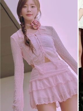 Expired Girl Chloe Pink Lace Two-Piece Set